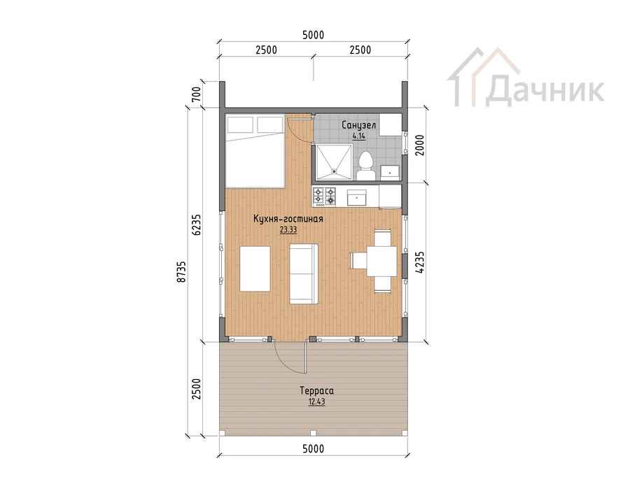 Б-23 - План 1-го этажа с расстановкой мебели