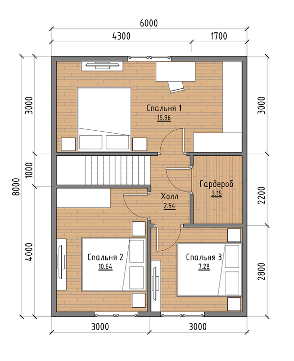 02-Новый ДК-184 - План 2-го этажа с расстановкой мебели
