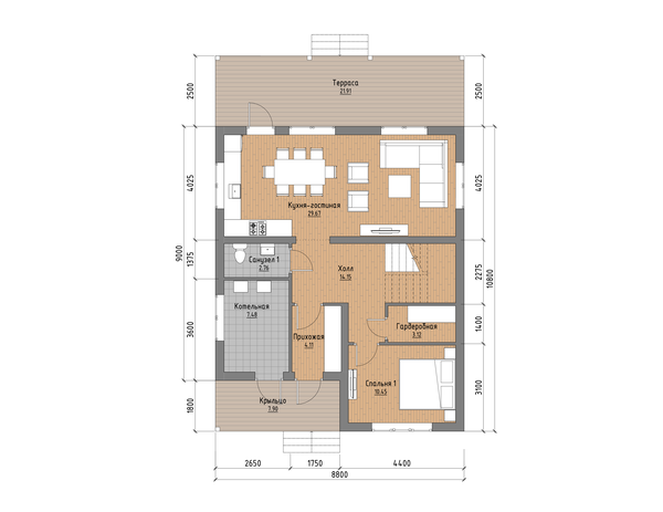 Bavaria - План 1-го этажа с расстановкой мебели