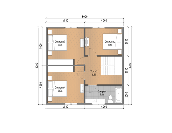Дк-153 - План 2-го этажа с расстановкой мебели